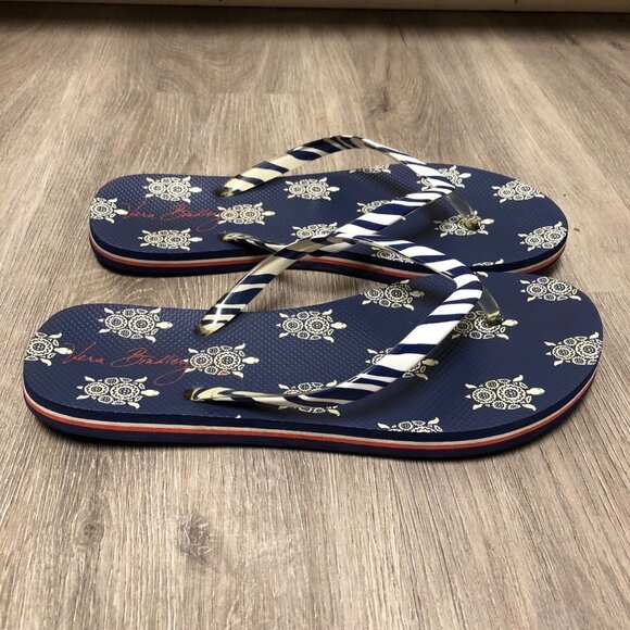 Vera Bradley Size 7/8 Turtle Flip Flops Red White and Blue Patriotic Sandals - Picture 3 of 8